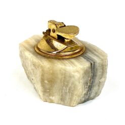 Stalinis dujinis žiebtuvėlis iš žalvario ir akmens 9x7x6,5 cm