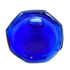 Senovinis mėlynos spalvos stiklo rašalo buteliukas 7x7x7 cm