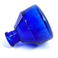 Senovinis mėlynos spalvos stiklo rašalo buteliukas 6,5×6,5×7 cm