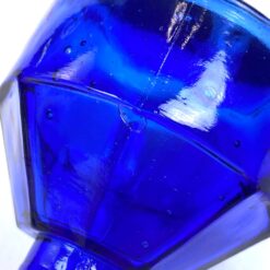 Senovinis mėlynos spalvos stiklo rašalo buteliukas 6,5×6,5×7 cm