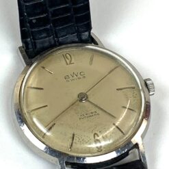 Vintažinis BWC Swiss 25 Rubis Automatic mechaninis rankinis laikrodis 723000 su odine rankena 26×3,5×1 cm