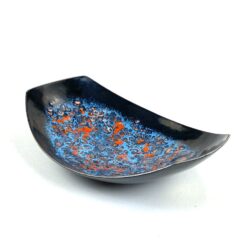 Vintažinis vokiškas VEB Juwel Görlitz metalinis emaliuotas dubenėlis 11x15x4,5 cm