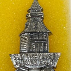 Vokiškas kolekcinis metalinis arbatinis šaukštelis „Old Firehouse Auburn Galifornia” su originalia plastikine dėžute