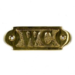 Sieninis, žalvarinis tualeto ženklas „WC” 0,5x3x9 cm