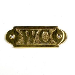 Sieninis, žalvarinis tualeto ženklas „WC” 0,5x3x9 cm