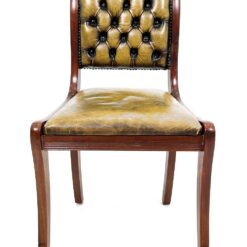 Angliško Chesterfield stiliaus raudonmedžio kėdė su oda 53x50x84 cm, 47 cm