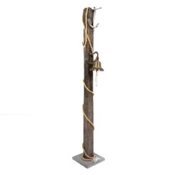 Jūrinio stiliaus pastatoma kabykla su žalvariniu varpu 30x23x145 cm