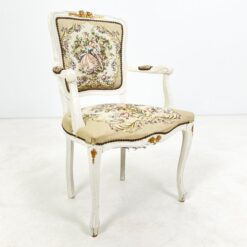 Medinio baltos spalvos rėmo krėslas su austu gobelenu 59x56x93 cm, 46 cm