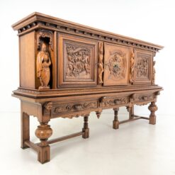 Ąžuolo masyvo plati drožinėta dviejų dalių komoda 63x258x146 cm