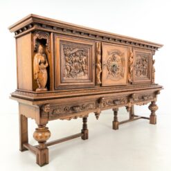Ąžuolo masyvo plati drožinėta dviejų dalių komoda 63x258x146 cm