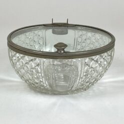 Krištolinis indas su dangčiu, dentu metaliniu apvadu 23×21,5×11,5 cm