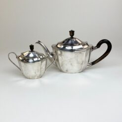 Art Deco laikotarpio sidabruoto metalo arbatinuko 1100 ml ir cukrinės komplektas