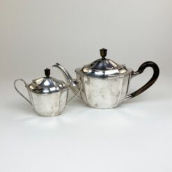 Art Deco laikotarpio sidabruoto metalo arbatinuko 1100 ml ir cukrinės komplektas