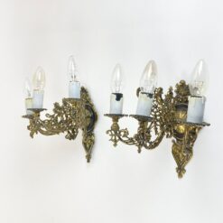 Žalvariniai sieniniai trijų šakų šviestuvai 2 vnt. komplektas 20,5x29x24,5 cm