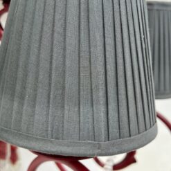 Itališkas Baga sieninis šešių šakų šviestuvas su stiklo karoliukais ir tekstiliniais gaubteliais 40x70x56 cm