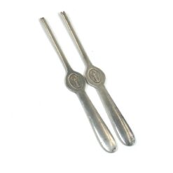 Sidabruoto metalo šakutės omarams valgyti 2 vnt. komplektas 19,5x2,2x0,5 cm