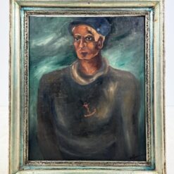Ant drobės aliejiniais dažais tapytas portretas „Jūreivis” su mediniu rėmu 5x77x92 cm