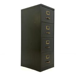 Angliška industrinio stiliaus metalinė keturių rakinamų stalčių archyvavimo komoda 66x47x132 cm