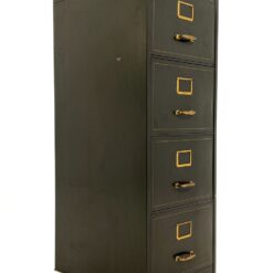 Angliška industrinio stiliaus metalinė keturių rakinamų stalčių archyvavimo komoda 66x47x132 cm