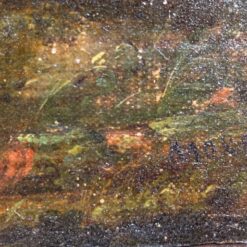 Ant medienos aliejiniais dažais tapytas peizažas mediniame aukso spalvos rėme 10x58x47,5 cm