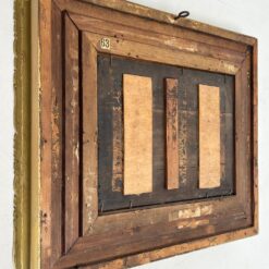 Ant medienos aliejiniais dažais tapytas peizažas mediniame aukso spalvos rėme 10x58x47,5 cm