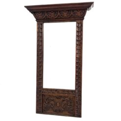 Senovinis pakabinamas veidrodis ąžuoliniame drožinėtame rėme 13x68,5x112 cm