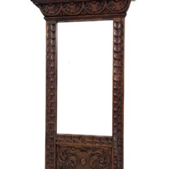 Senovinis pakabinamas veidrodis ąžuoliniame drožinėtame rėme 13×68,5×112 cm