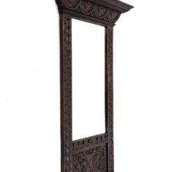 Senovinis pakabinamas veidrodis ąžuoliniame drožinėtame rėme 13×68,5×112 cm
