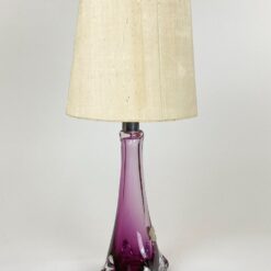 Krištolinis Val Saint Lambert stalinis šviestuvas su tekstiliniu gaubtu 23x23x51,5 cm