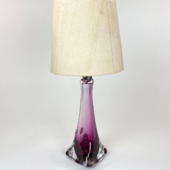Krištolinis Val Saint Lambert stalinis šviestuvas su tekstiliniu gaubtu 23x23x51,5 cm