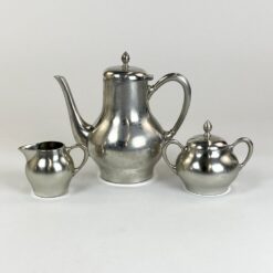 Vintažinis olandiškas Metawa Holland Pewter alavinis trijų dalių arbatos/kavos servizas
