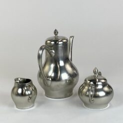 Vintažinis olandiškas Metawa Holland Pewter alavinis trijų dalių arbatos/kavos servizas