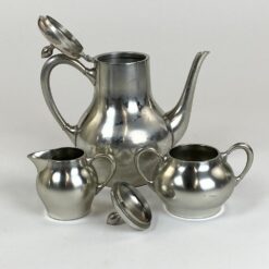 Vintažinis olandiškas Metawa Holland Pewter alavinis trijų dalių arbatos/kavos servizas