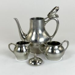 Vintažinis olandiškas Metawa Holland Pewter alavinis trijų dalių arbatos/kavos servizas