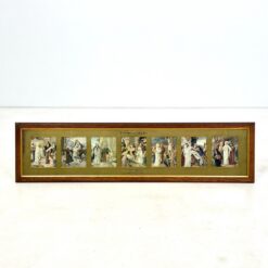 Printų rinkinys „De zeven Weeën van de H. Maagd Maria” pagal Jozef Janssens paveikslus, mediniame rėme su stiklu 1,5×135,5×34,5 cm