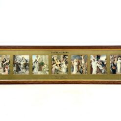 Printų rinkinys „De zeven Weeën van de H. Maagd Maria” pagal Jozef Janssens paveikslus, mediniame rėme su stiklu 1,5×135,5×34,5 cm