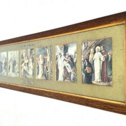 Printų rinkinys „De zeven Weeën van de H. Maagd Maria” pagal Jozef Janssens paveikslus, mediniame rėme su stiklu 1,5×135,5×34,5 cm
