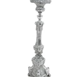 Metalinė sidabro spalvos bažnytinė žvakidė 28x28x87 cm
