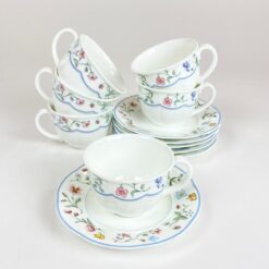 Porcelianinių Villeroy & Boch serijos Mariposa puodelio 180 ml ir lėkštutės komplektas 6 asmenims