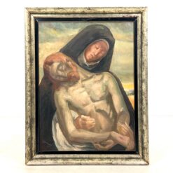 Aliejiniais dažais ant drobės tapyta Dievo Motinos, laikančios nukryžiuoto Jėzaus Kristaus kūną, scena (pieta) mediniame rėme 8x74,5x95 cm