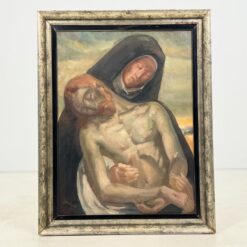 Aliejiniais dažais ant drobės tapyta Dievo Motinos, laikančios nukryžiuoto Jėzaus Kristaus kūną, scena (pieta) mediniame rėme 8×74,5×95 cm