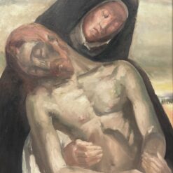 Aliejiniais dažais ant drobės tapyta Dievo Motinos, laikančios nukryžiuoto Jėzaus Kristaus kūną, scena (pieta) mediniame rėme 8×74,5×95 cm