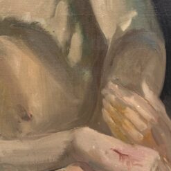 Aliejiniais dažais ant drobės tapyta Dievo Motinos, laikančios nukryžiuoto Jėzaus Kristaus kūną, scena (pieta) mediniame rėme 8×74,5×95 cm