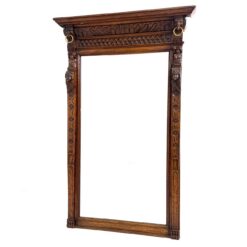 Sieninis stačiakampis veidrodis drožinėtame ąžuoliniame rėme 12x99,5x153 cm