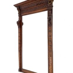 Sieninis stačiakampis veidrodis drožinėtame ąžuoliniame rėme 12×99,5×153 cm