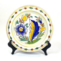 Žemas keramikinis augaliniais motyvais tapytas dubuo 22,5×22,5×3,5 cm