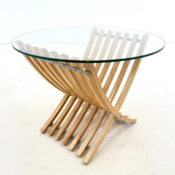 IKEA Ekeberg medinis staliukas stikliniu stalviršiumi 65x65x51 cm