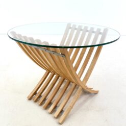 IKEA Ekeberg medinis staliukas stikliniu stalviršiumi 65x65x51 cm