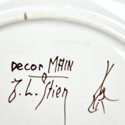 Keramikinė Jean-Louis Stien rankų darbo piešiniais dekoruota lėkštė 26,5×26,5×2 cm