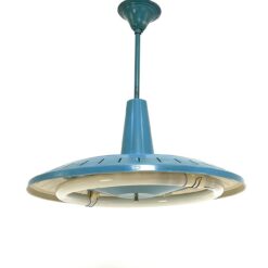Vintažinis Space Age stiliaus belgiškas Van Haute pakabinamas šviestuvas 53x53x51 cm